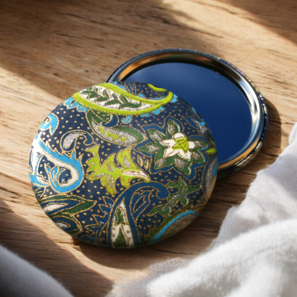 Miroir de poche - Paisley vert & bleu