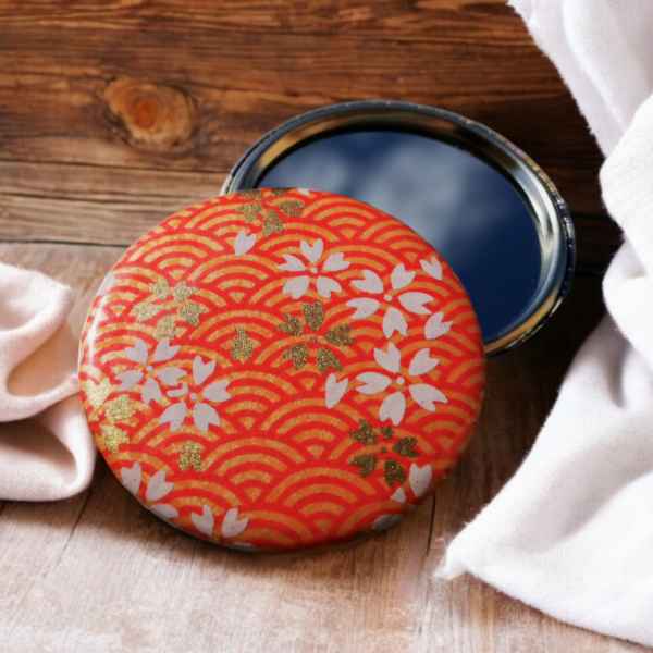 Miroir de poche - wifi fleurs orange