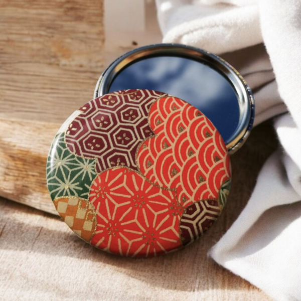 Miroir de poche - motifs géométriques multicolores