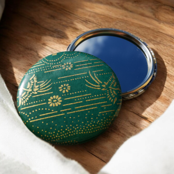 Miroir de poche -vert&doré
