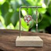 Boucles d'oreilles washi - Modèle "Botan" - losanges bordeaux -