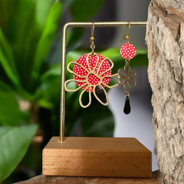 Boucles d'oreilles collection « Les Audacieuses » - Modèle "Hana" Rouge&Noir