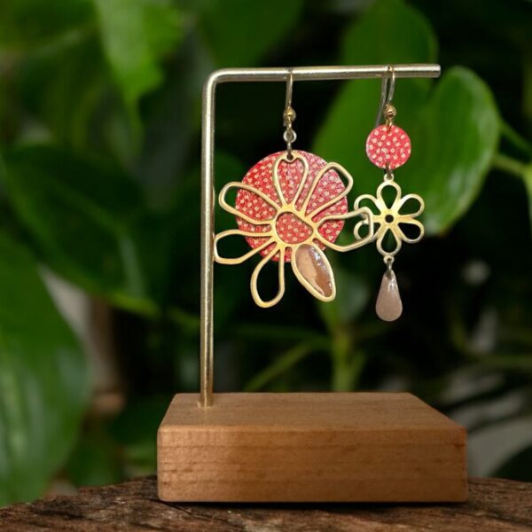 Boucles d'oreilles collection « Les Audacieuses » - Modèle "Hana" - Rouge&Doré