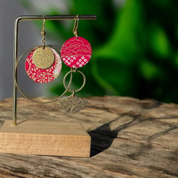 Boucles d'oreilles collection « Les Audacieuses - Modèle " Ginko" - Rouge
