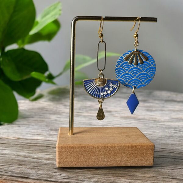 Boucles d'oreilles collection « Les audacieuses » - Modèle "Sakura" - Bleu -