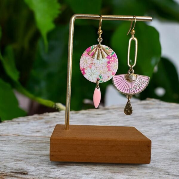 Boucles d'oreilles collection « Les audacieuses » - Modèle "Sakura" - Rose -