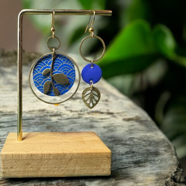 Boucles d'oreilles collection « Les Audacieuses » - Modèle "buruberu" - Bleu wifi