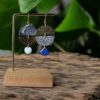Boucles d'oreilles washi - collection « les Audacieuses » - Modèle "Nadeshiko" -  Bleu&blanc -