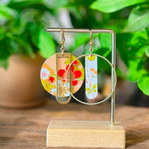 Boucles d'oreilles collection « Les Audacieuses » - Modèle "Hinagiku" - Fleurs pastels
