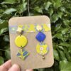 Boucles d'oreilles collection « Les Audacieuses » - Bleu&jaune fleurs