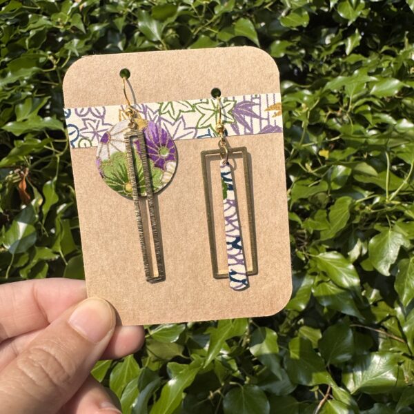 Boucles d'oreilles collection « Les Audacieuses » - Violet&vert fleuri
