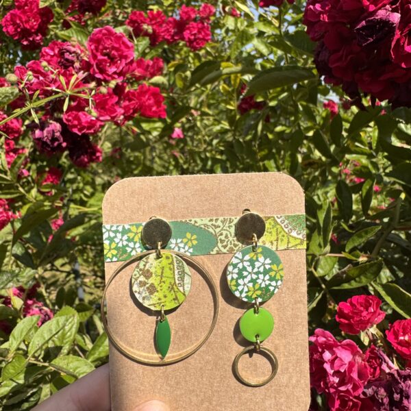 Boucles d'oreilles collection « Les Audacieuses » - Vert fleuri