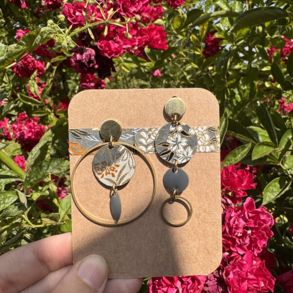 Boucles d'oreilles collection « Les Audacieuses » - Gris&Blanc