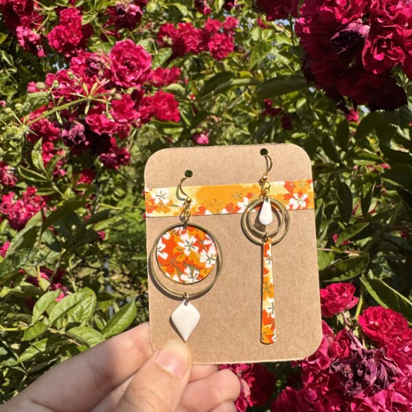 Boucles d'oreilles collection « Les Audacieuses » - Orange fleuri