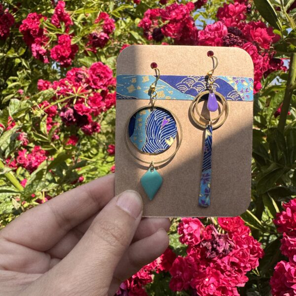 Boucles d'oreilles collection « Les Audacieuses » - Bleu&violet