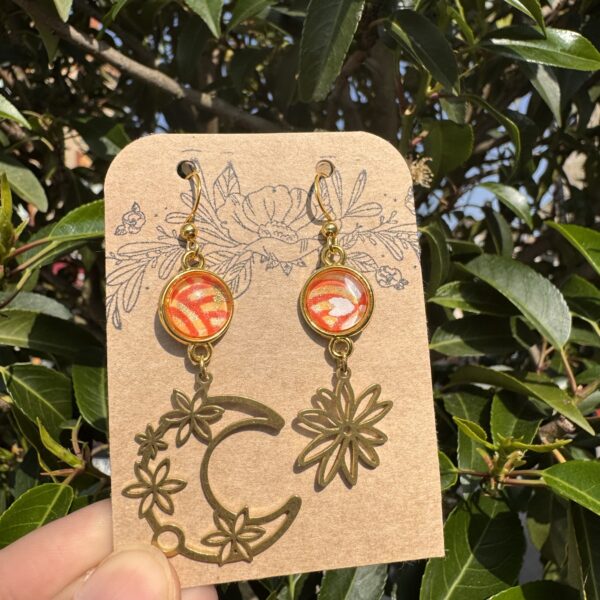 Boucles d'oreilles collection - Les Délicieuses - Orange lune&fleurs