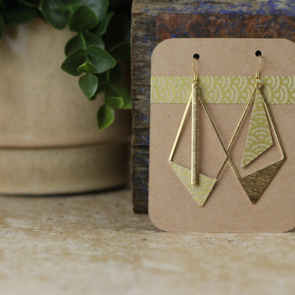 Boucles d’oreilles asymétriques en papier washi – Modèle Benibana - YQ1016