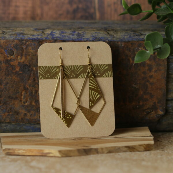 Boucles d’oreilles asymétriques en papier washi – Modèle Benibana - YQ0399